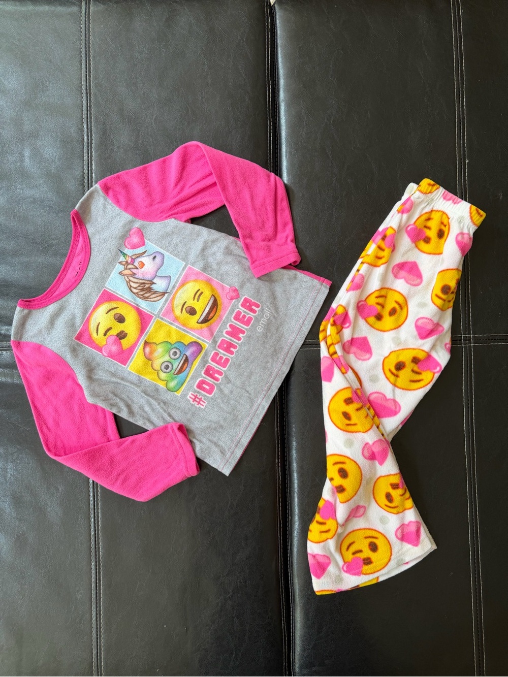 Emoji - Girls Emoji Dreamer 2-Piece Pajama Set - Pink & Gray